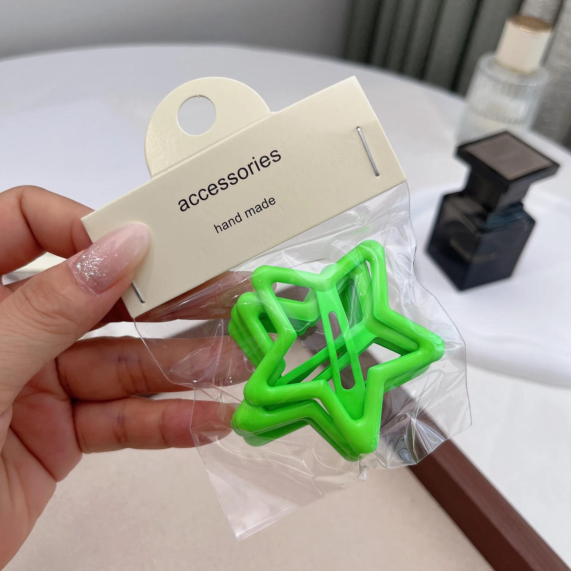 

5 шт., шпильки-невидимки для девочек в виде звездочек конфетного цвета, крутые металлические заколки для волос в виде пентаграммы для девочек, аксессуары для головных уборов в стиле Харадзюку 5cm зелёный