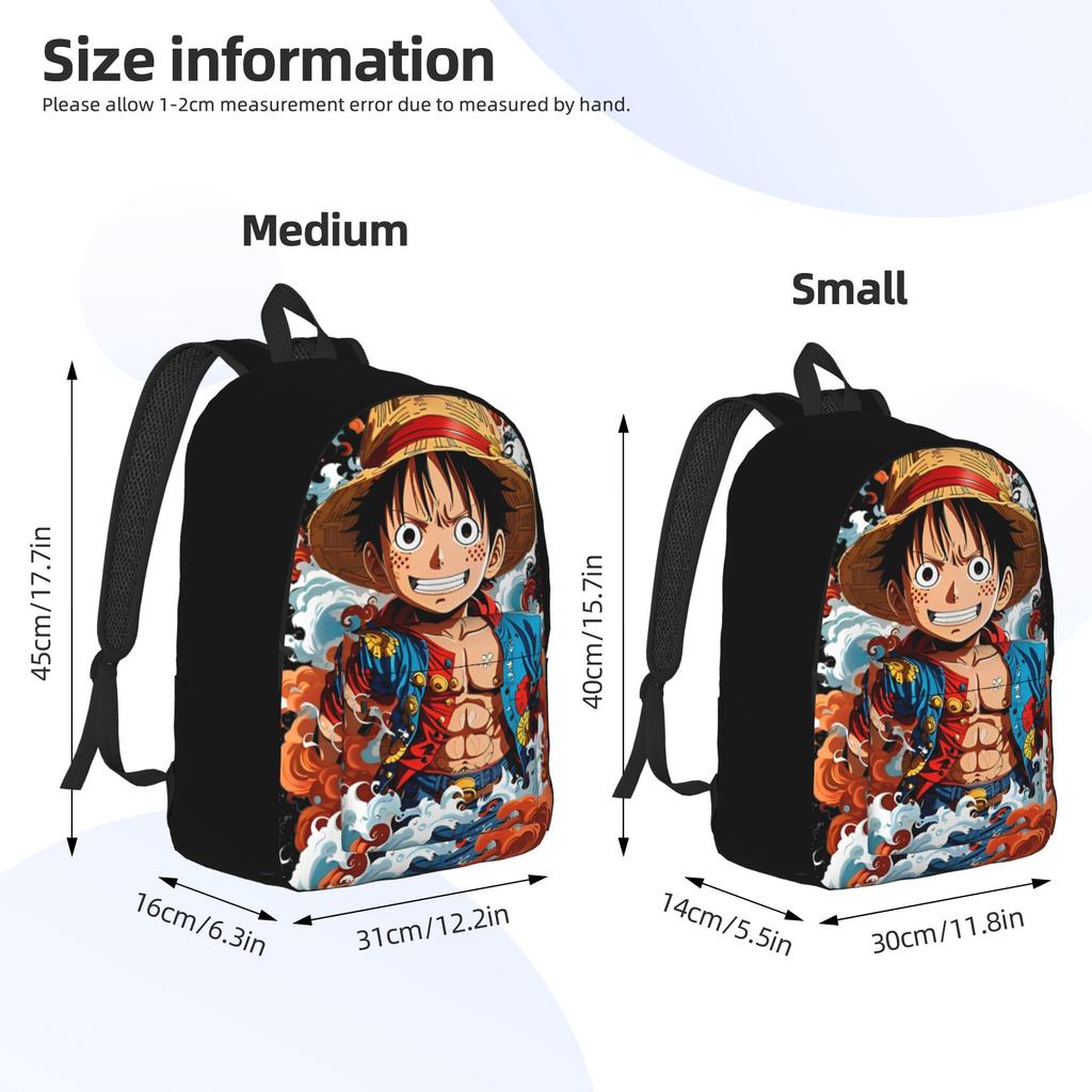 Monkey D. Luffy One Piece Fashion Backpack with Pocket Student Work  Daypack for Men Women College Canvas Bags