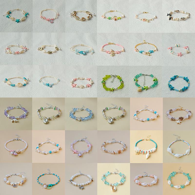 Handmade Seashell & Crushed Stone Bracelet with Lobster Clasp - Perfect Summer Travel Souvenir