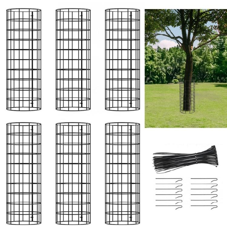 6pcs Plant Guards Protectors with Ziped Ties Metal Stakes Garden Protections Tree
