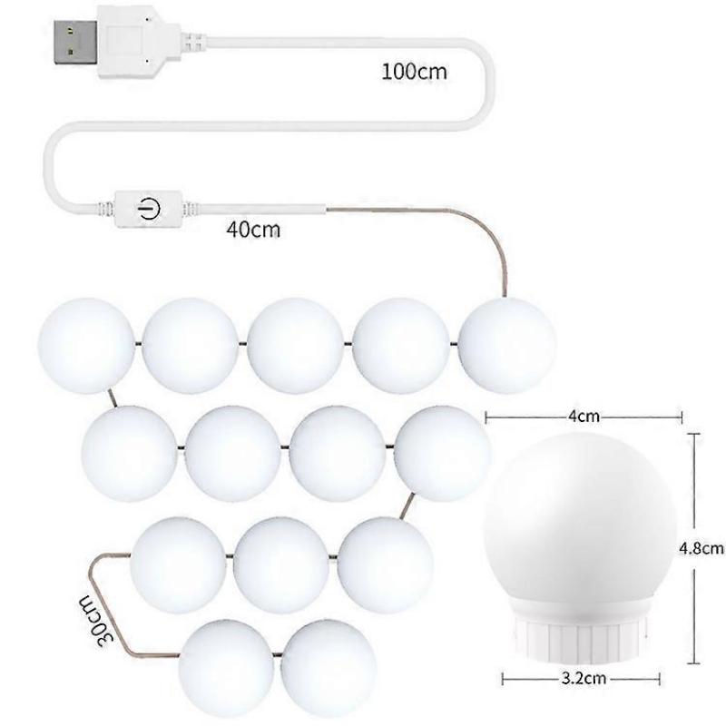3 Color Temperature Mirror Front Lamp USB Simple Bathroom Makeup Light Bulbs, Power Source: 14 LEDs