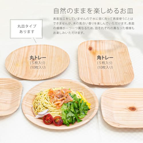 Try Wood Eco Wood Plates (10-Pack / Square / 16.5 X 23.5 Cm) Made In Japan with Japanese Cedar (Wooden Dishes That Can Be Used Like Paper Plates / Eas