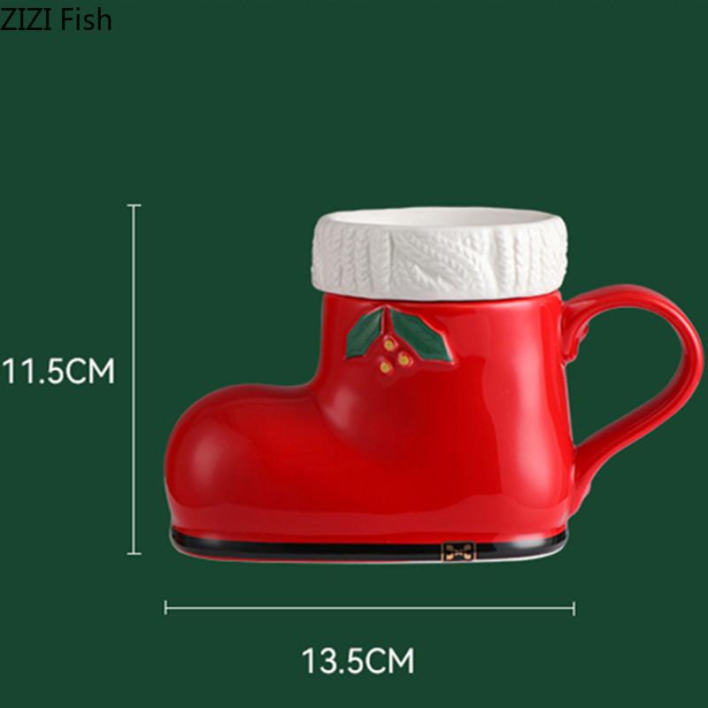 Creative Boot Shaped Mug Cartoon Ceramic Mug Afternoon Tea Coffee Cup Modern Home Breakfast Milk Cup Drinking Set Christmas Gift