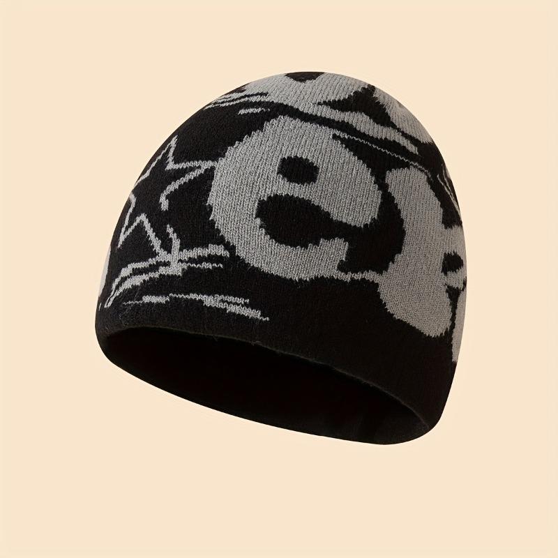 

Шапка-бини с буквенным звездным узором, унисекс, хип-хоп, зимняя теплая вязаная шапка стилиста Y2k