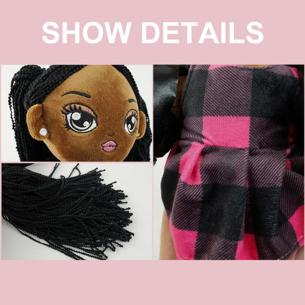 Cute Plush Toy, Long-Haired Black Girl Cartoon Doll, Figurine, Children'S Gift, Without Label