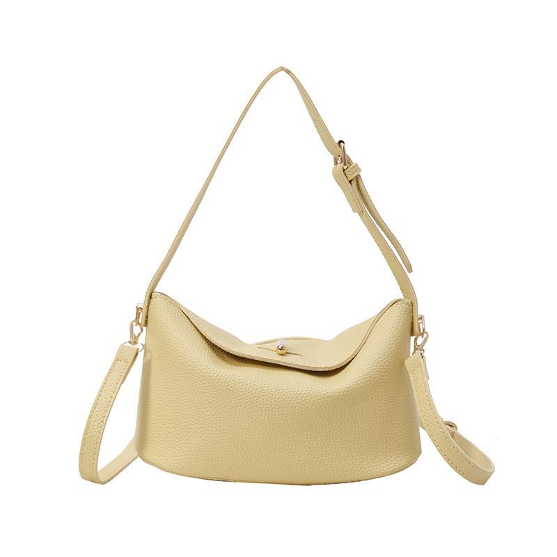 Solid Simple Color Lychee Texture Women Casual Shoulder Bag For Use Daily