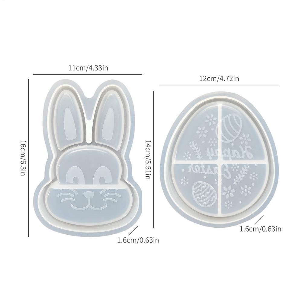 

Tray Mold 2 Pieces Easter Decoration Craft Rabbit Egg Shaped Trinket Tray Mold For Holiday Wedding Party Table Room Home Dinner белый