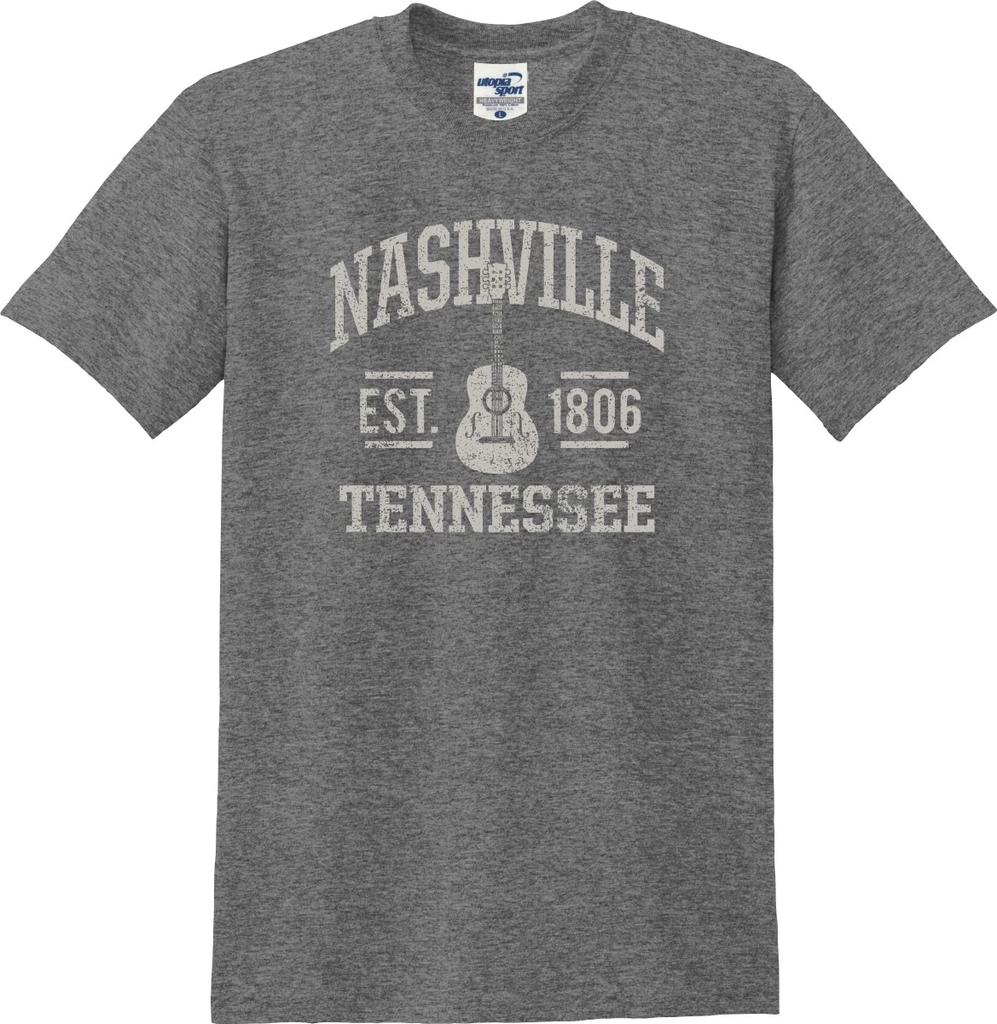 Nashville Tennessee Est. T-shirt Unisex Distressed Chitarra 1806 (S-5X)