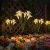 Solar Lily Flower Garden Stake Lights, Warm White IP65 Waterproof  Pathway Lights for Wedding Party Outdoor Patio Yard Decor