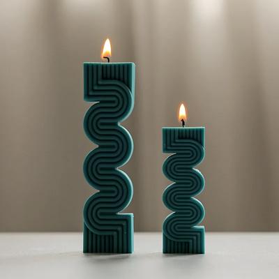 3D Geometric Wave Stripe Shape Candle Silicone Mold Easy To Release Aromatherapy Gypsum Soap Resin Mould Kit DIY Crafts Making