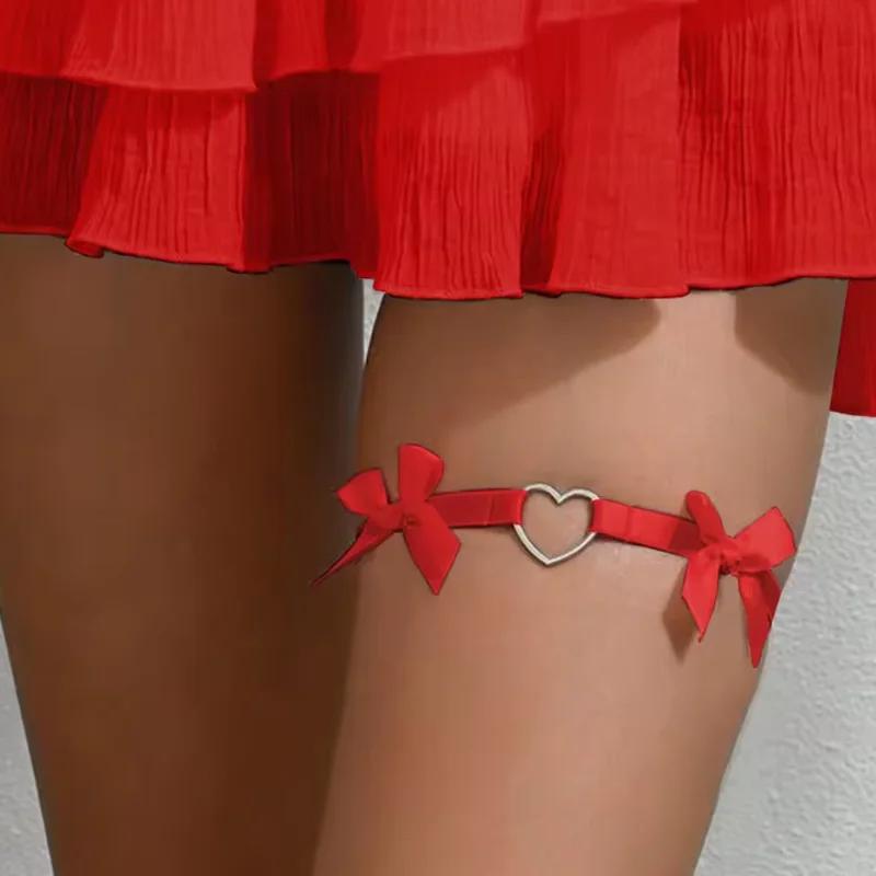 Gothic Heart Lolita Leg Garter Anime Elastic Bowknot Leg Ring Choker Thigh Ring Role Cosplay Leg Ring Wedding Sexy Lace Garter