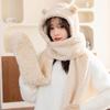 3 in 1 Plush Scarf Hat Gloves Earmuffs Fleece Scarves Hat Sweet Bear Ear Plush Beanie  Autumn