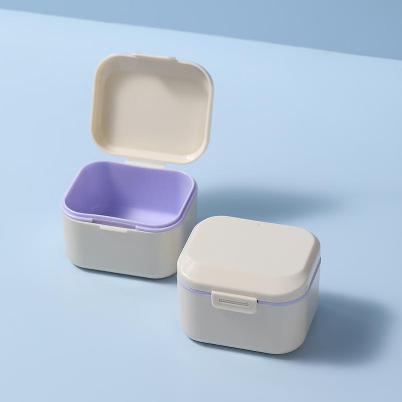 Portable Retainer Case Double Layer Braces Box Mouth Guard Teeth Aligner Denture Storage Case for Oral Cleaning False Teeth