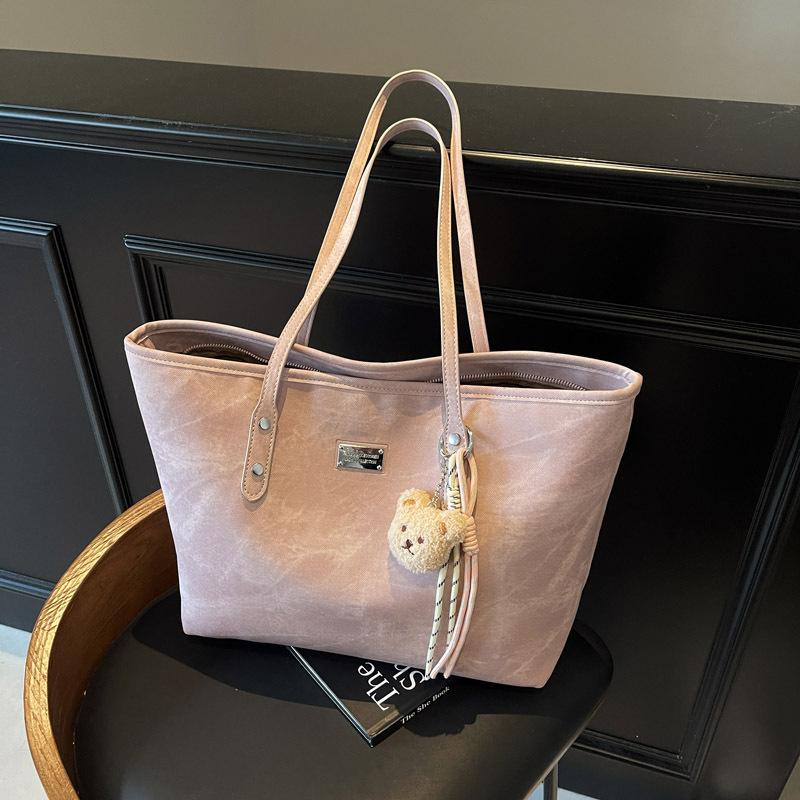 

Вместительная сумка-тоут для поездок на работу, новая универсальная модная сумка на плечо/подмышку, сумочка With pendant розовый