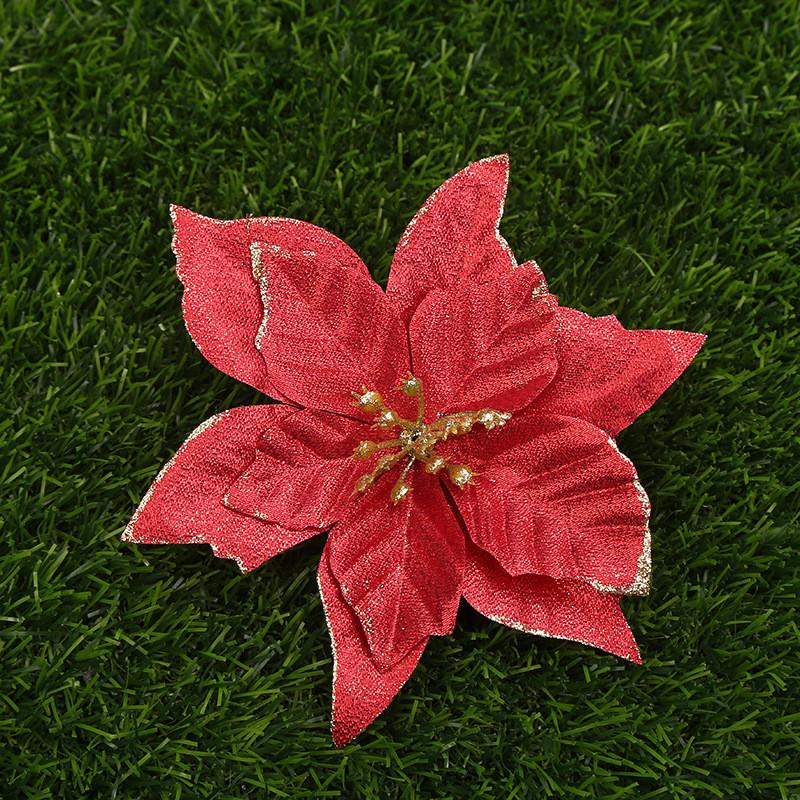 

Большие 10x Рождественская Пуансеттия Блестящий Цветок Дерево Рождественское Подвесное Вечеринка 13см Декор 5Pcs Wine Red