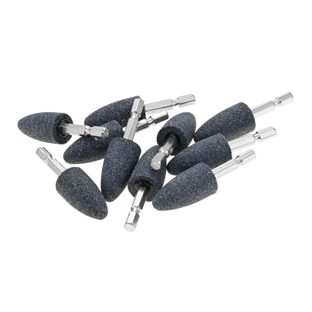 10Pcs 20mm Aluminum Oxide Mounted Grinding Stones Rotary Grinding Bits 1/4" Hex Shank for Electric Rotary Tools Drill Grinder