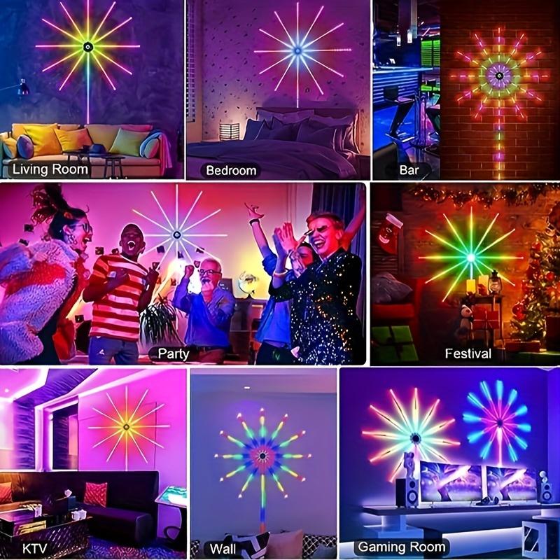 Smart Dynamic Fireworks LED Lights With Music Synchronization RGB LED Strip LightsRemote USB Control Light For Living Room Decor