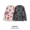2024 Winter Women's European & American Heart Jacquard Round Neck Sweater