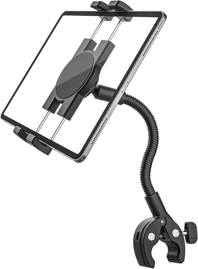 Woleyi Super Strong Metal Tablet Gooseneck iPad Stand for Exercise Pole Spin and Adjustable for and Compatible with Multiple Devices iPad Pro Air and