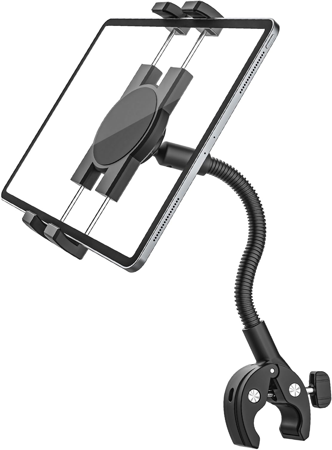 

Woleyi Сверхпрочный металлический держатель-гусь для планшета iPad для шеста для упражнений, спина и регулируемый для и совместимый с несколькими устройствами iPad Pro Air и чёрный