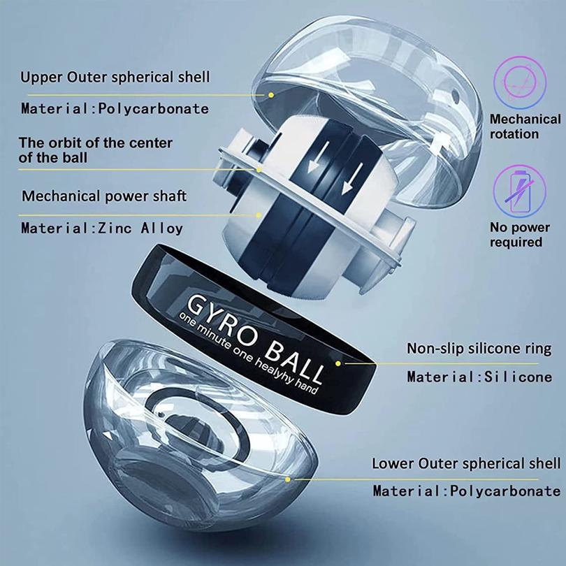 Gyro-Ball zur Stärkung der Arme, Finger, Handgelenk, Knochen, Handgelenkstrainer-Ball, Auto-Start-Handgelenksstärker, gyroskopisches Unterarm-Trainingsgerät