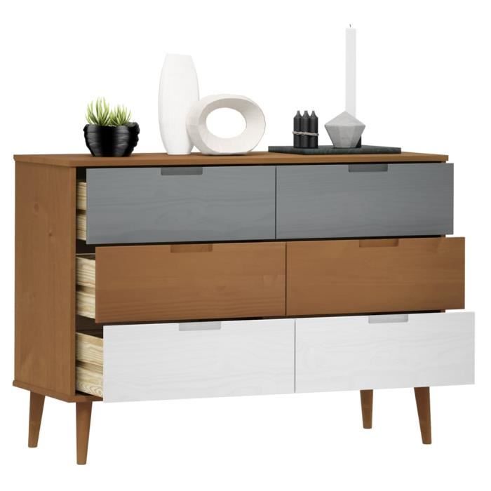 VidaXL Commode MOLDE Marron 113x40x80 cm Bois de pin massif 350507