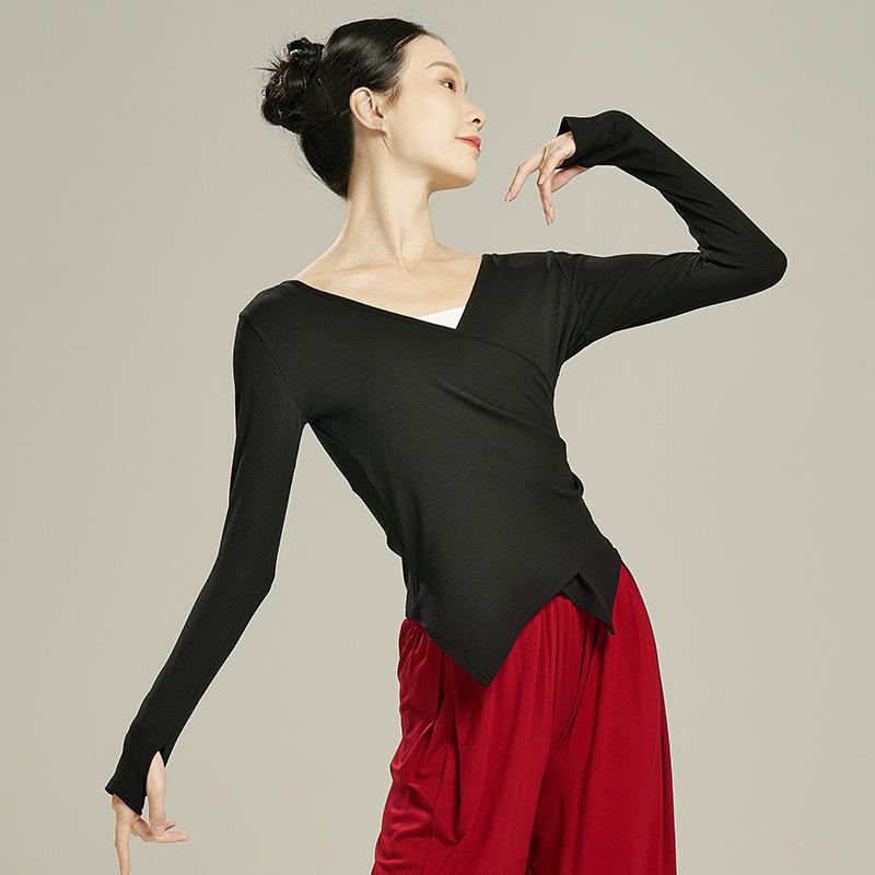 Dámský zeštíhlující top na tanec a jógu - Moderní, klasické a čínské taneční cvičební oblečení