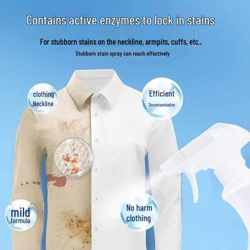Stain-Free Spray: Powerful No-Rinse Detergent for White Clothes - Removes Stains, Yellowing, Mold, and Oil.