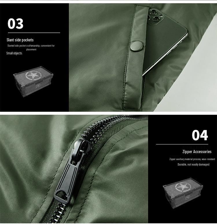 Men's Winter MA1 Bomber Jacket: Short, Thickened, Plus Size, Trendy Baseball Uniform Style.