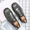 Men's Shoes British Style Men's Square Head Leather Shoes Fashion One-pedal Casual Shoes Men's Hairstylist Large Size Small Leather Shoes
