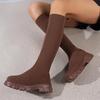 Autumn/Winter European and American Fashion Flying Woven Socks Boots for Women - Thick Heel Martin Boots