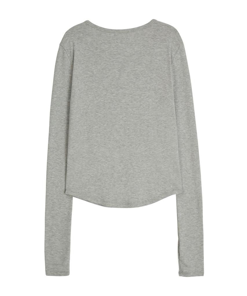 ERER Henley Neck Soft T-Shirt Melange Gray