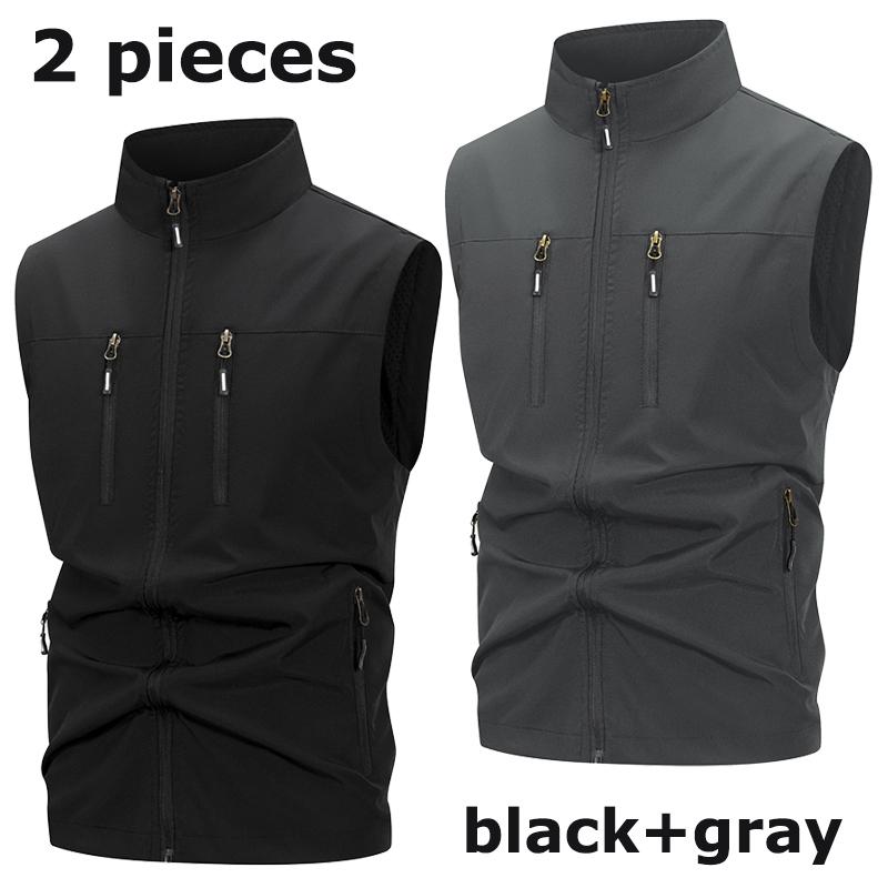 Men's Lightweight Softshell Vest with Zipper Pockets Windproof Sleeveless Jacket for Hiking Golf Outdoor Outwear Windbreaker