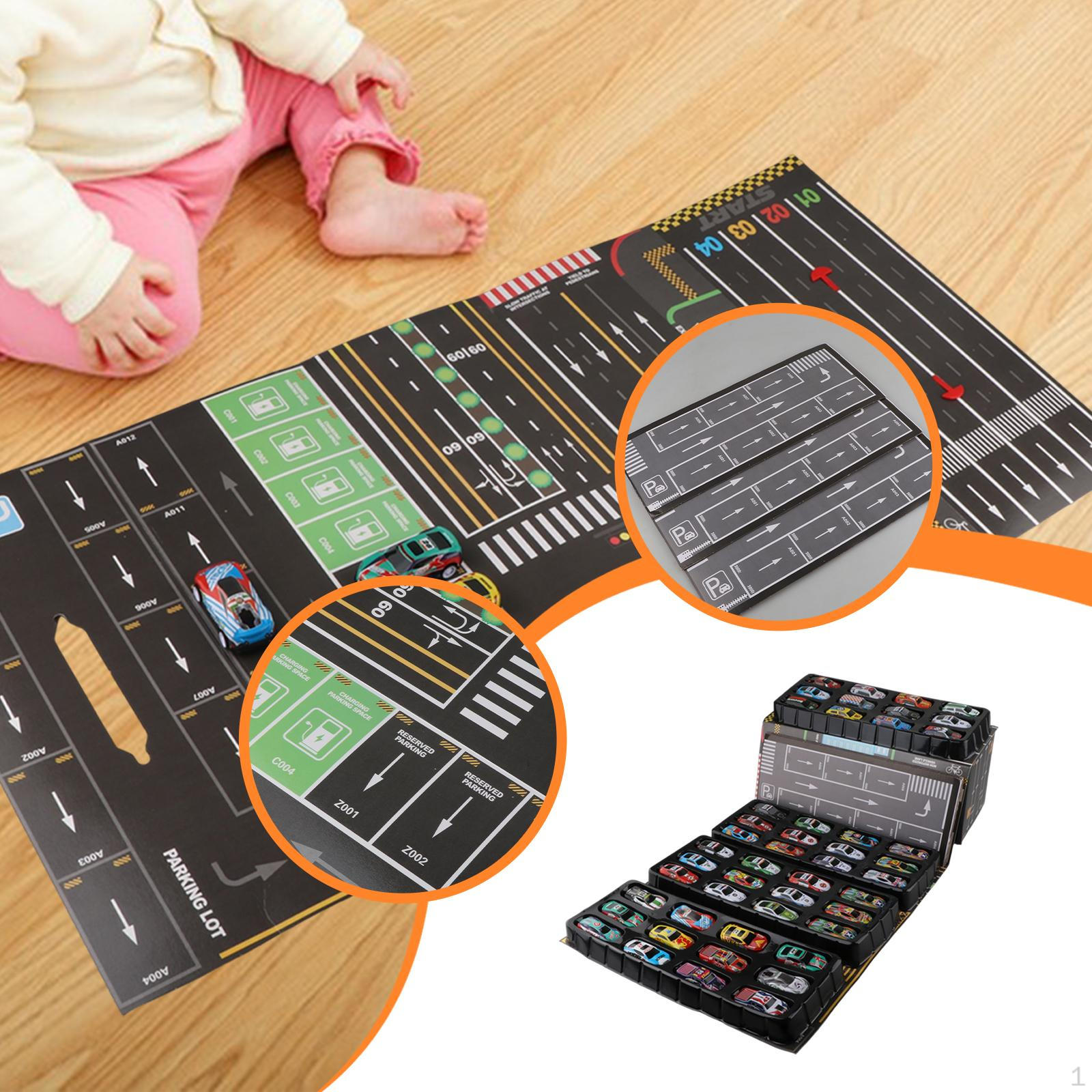

48 Metal Friction Cars with Toy Storage Box, Ideal Birthday Gift for Children (boys And Girls). синій
