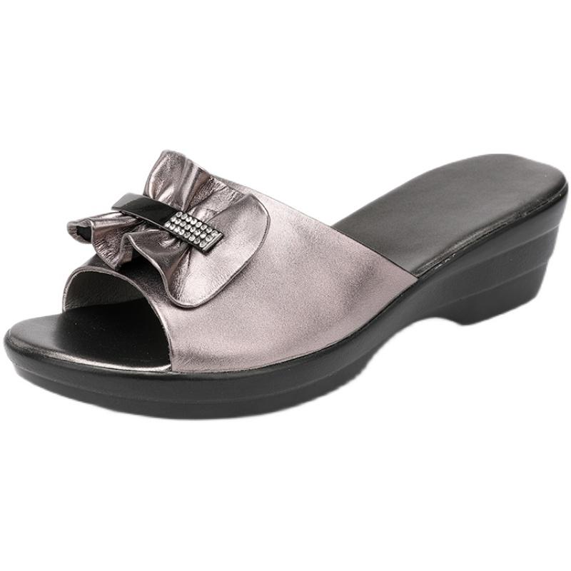 Fashion GKTINOO 2025 Summer Platform Flip Flops Fashion Beach Shoes Woman Anti-slip Genuine Leather Sandals Women Slippers Shoe