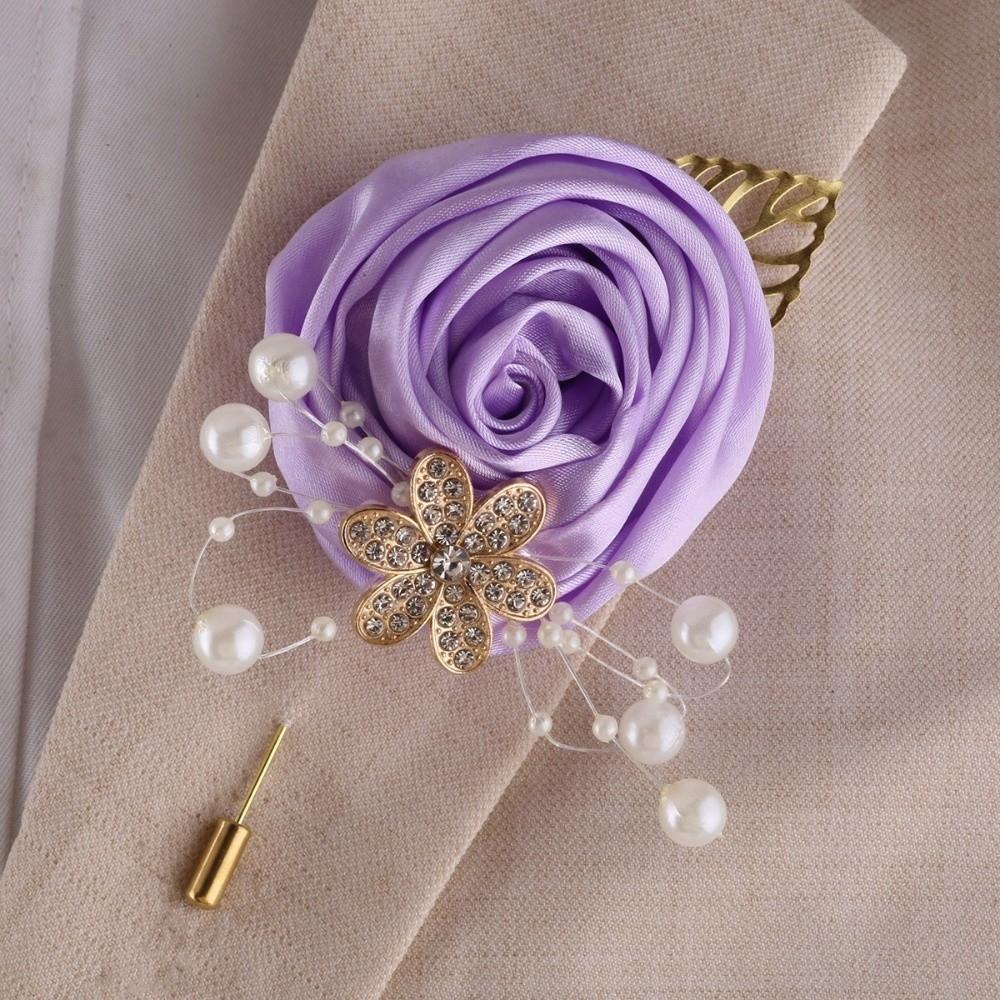 Elegant Chest Flower Fake Pearl Rose Groom and Groomsmen Accessories Light Luxury Lapel Flower Wedding Brooch Bridesmaid Group