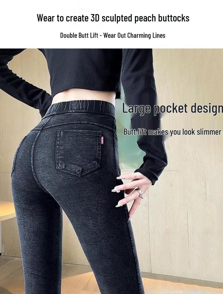 Petite High-Waisted Women's Fleece-Lined Leggings: Thickened for Outerwear, New 2025 Style, Perfect for Spring, Autumn, Winter