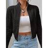 New Autumn and Winter Style Short Zipper Knitted Cardigan Sweater with A Stand-up Collar for Women, Versatile Small Coat