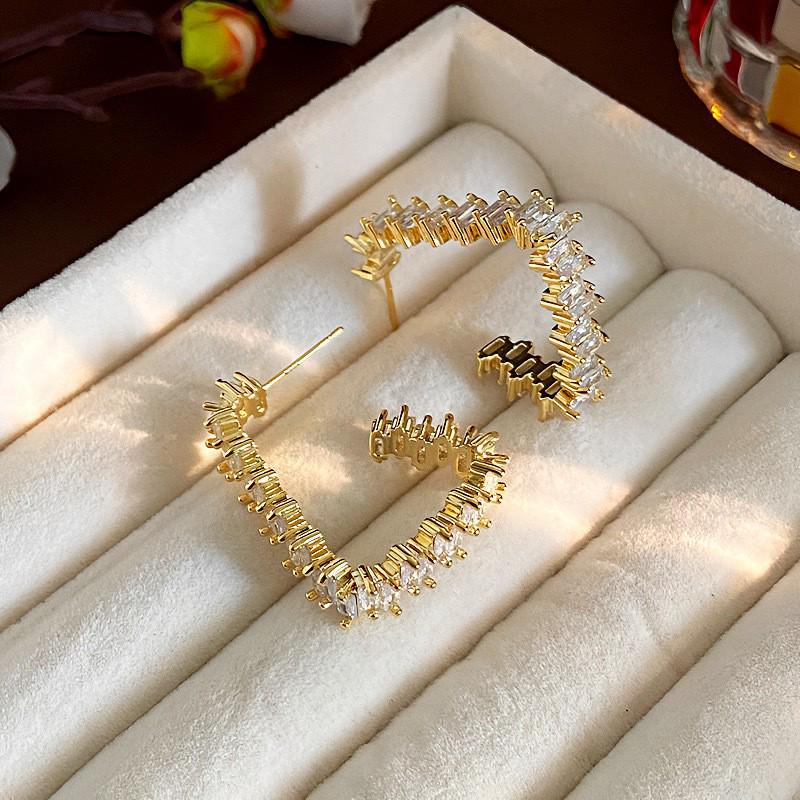 Elegante Geometrische Runde Zirkon-Ohrringe - Schlichte, Modische, Vielseitige Silber-Stecker