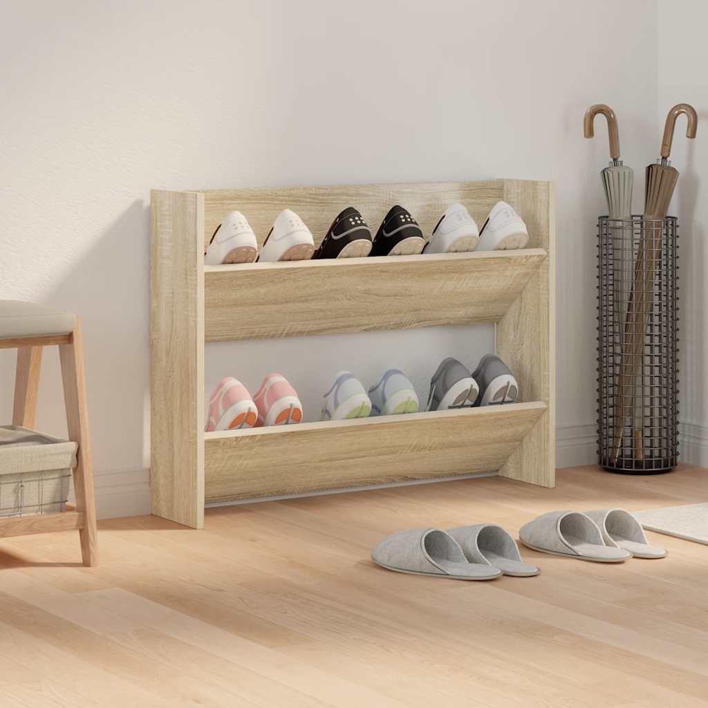 Wall Mounted Shoe Cabinet in Sonoma Oak 80 x 18 x 60 cm Particleboard