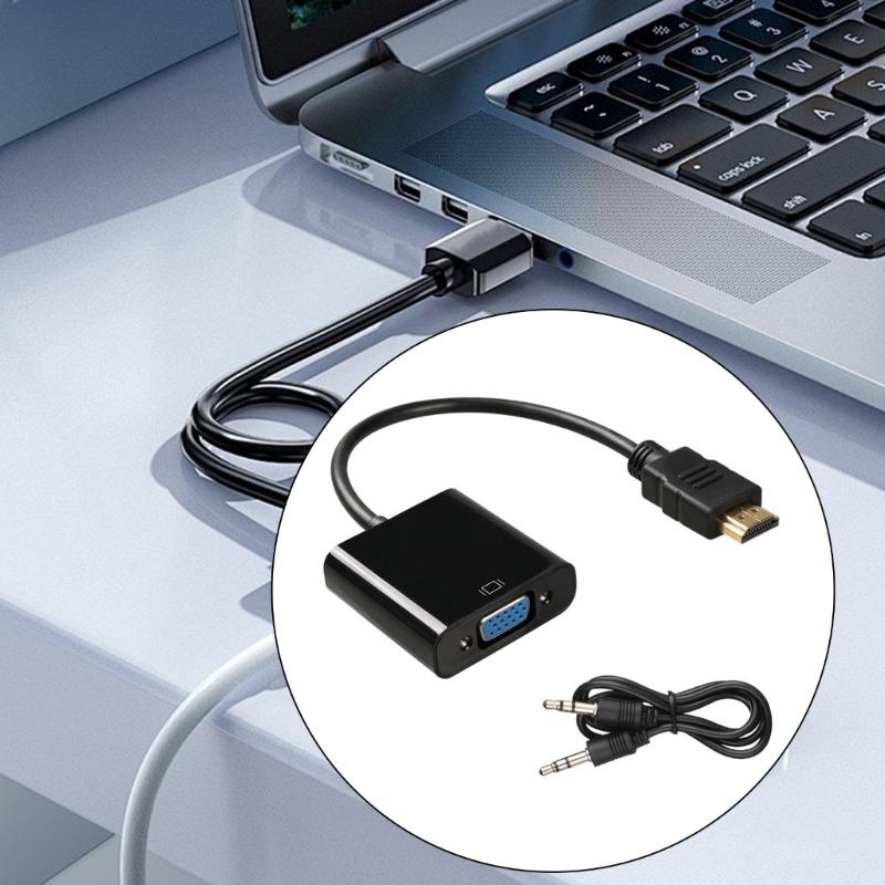 1080P HDMIs Male to VGA Female Converter HDMIs to VGA Adapter with Audios Support for Video and Gaming For PC TV Laptop