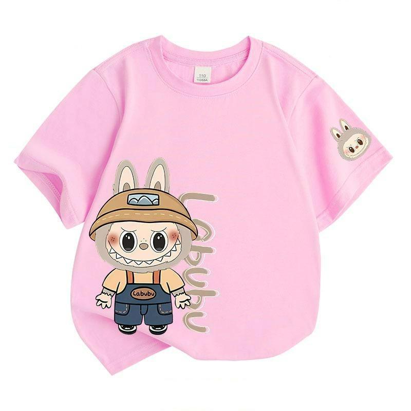 LABU Letter Elf Cartoon Graphic Printed T-shirt Kids and Women Tees Top Summer Casual Men's Unisex Short Sleeve Clothing