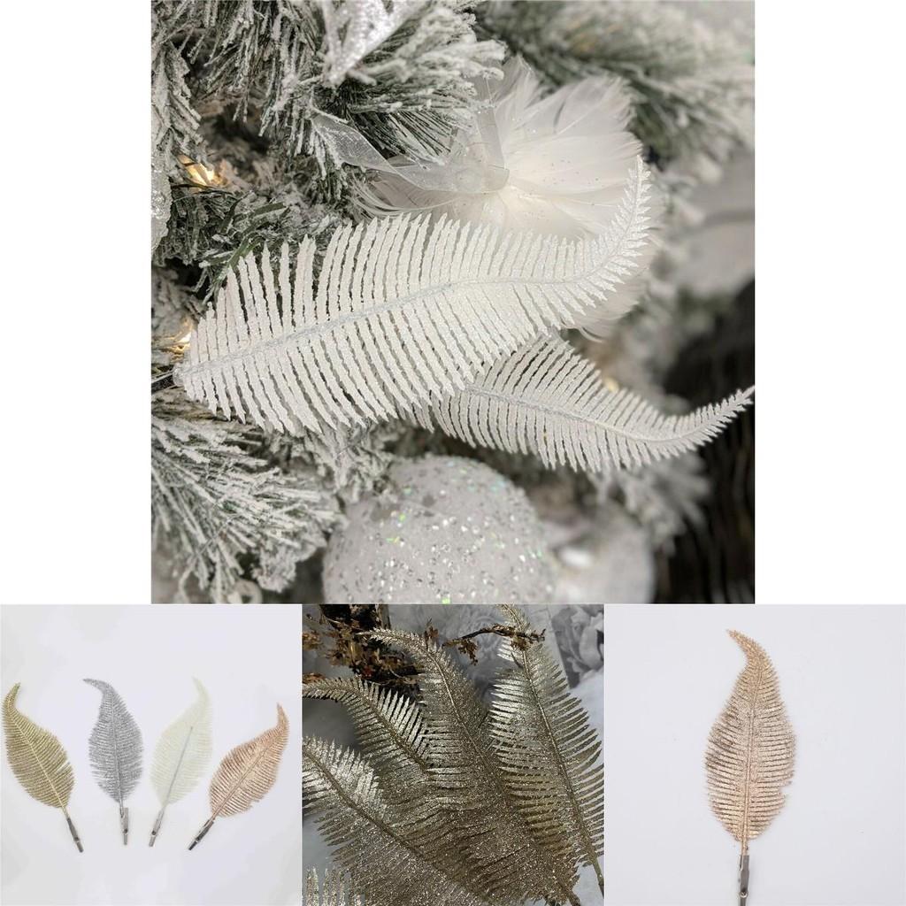 Exquisite 22cm Feather Shaped Clip On Christmas Baubles In Glitter Finish