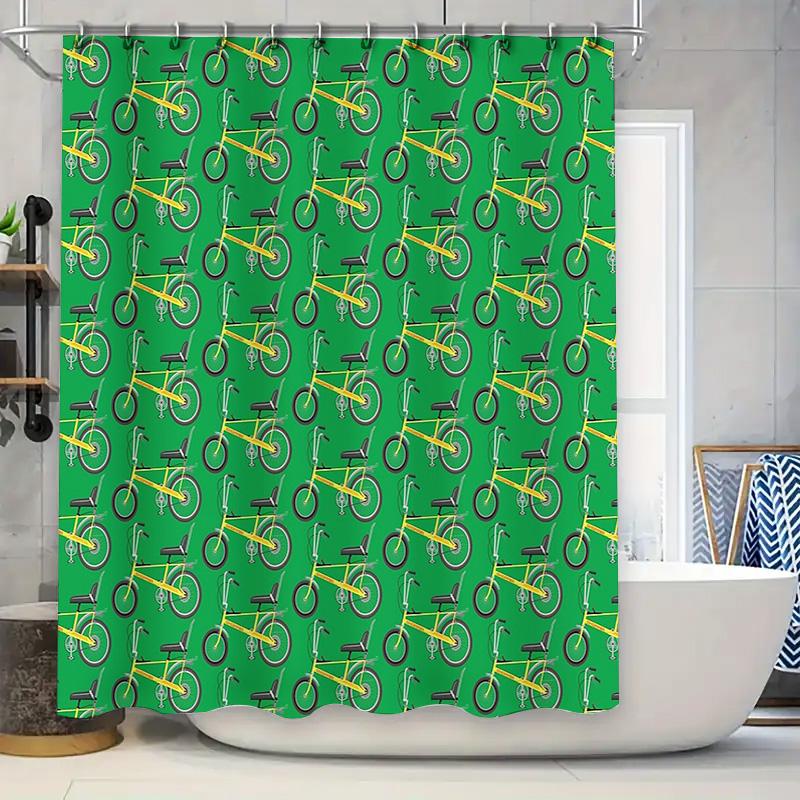 

Vintage Bicycle Shower Curtain Rustic Cycling Pattern Waterproof Bathroom Decor Farmhouse Home Decor Cycling Lover Gift Artistic W60H190(CM)-1 Pcs