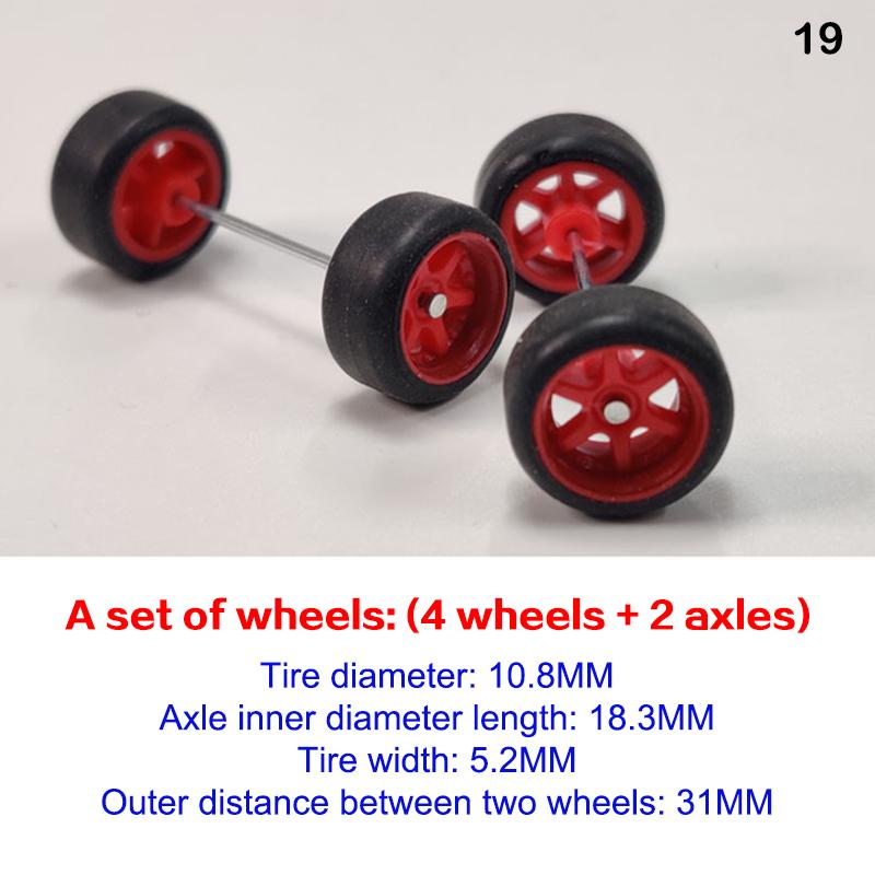 4Pcs/Set 1:64 Scale Wheels For Hotwheels Rubber Tire Model Car Modified Parts