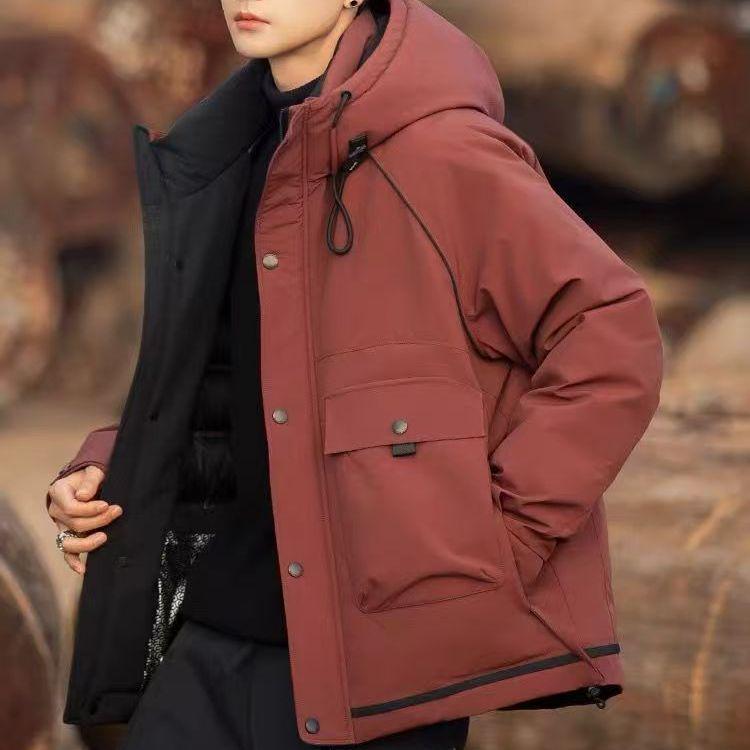 

Men s Stylish 2025 Workwear Hooded Down Jacket - New Winter Windproof, Warm & Thick Outerwear 4XL 175-190 jin вина червоного кольору