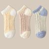 3Pairs Thickened Coral Fleece Socks Patchwork Warm Boat Socks Women Kawaii Floor Plush Socks  Winter