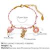 Pink rope bear strawberry necklace butterfly love diamond set sweet and cool niche neck chain bracelet set