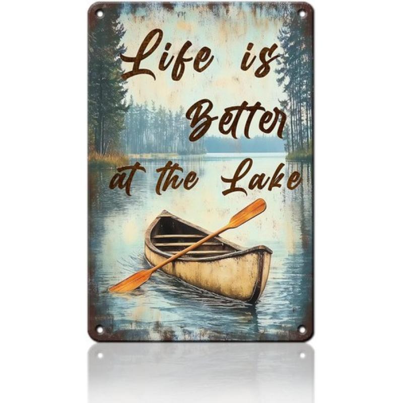 Vintage Lake Life Metal Sign Retro Aluminum Wall Art for Home Decor x Inch