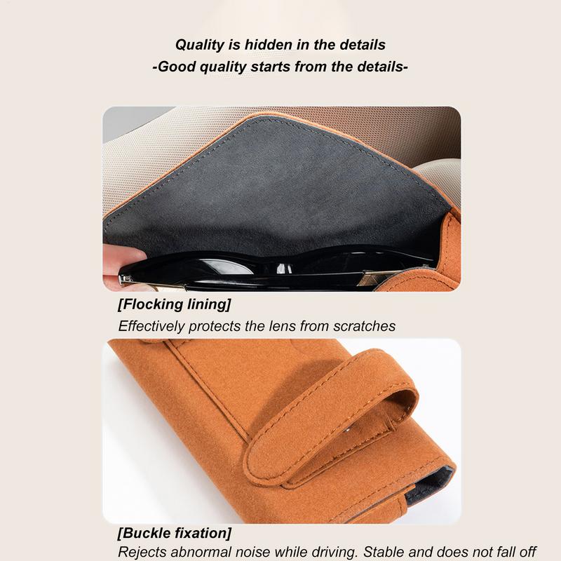 Sunglasses Case for Car Compact Leather Glasses Clip Vehicle Visor Accessories Magnetic Closure Protective Box Truck Gadgets